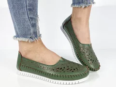 Balerini piele naturala Zayla Green